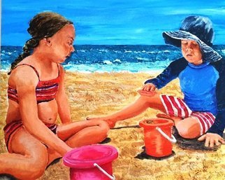 Eli Gross; On The Seashore Of Endles..., 2016, Original Painting Acrylic, 50 x 40 inches. Artwork description: 241  On the seashore of endless worlds children meet - 2 Rabindranath Tagore ...