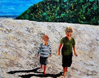 Eli Gross; On A Voyage Of Discovery, 2018, Original Painting Acrylic, 50 x 40 cm. Artwork description: 241 Daniel, Jordan, New Zealand, sea shore...