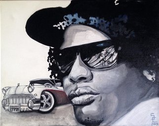 Sue Conditt; Easy E Rolls, 2016, Original Painting Acrylic, 16 x 20 inches. Artwork description: 241  dead rappers, rap music, gangsters, NWA, black thugs attitude parental advisory popular rap ...