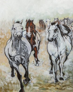 Sue Conditt; Horses StampedeSOLD, 2014, Original Painting Acrylic, 16 x 20 inches. Artwork description: 241  Indian ponies, wild horses, stampede, horses running...