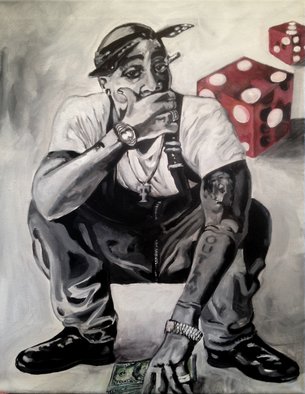Sue Conditt; Tupac Craps, 2016, Original Painting Acrylic, 16 x 20 inches. Artwork description: 241  Tupac dead rappers, rap music, gangsters, black thugs attitude parental advisory popular rap thug life ...