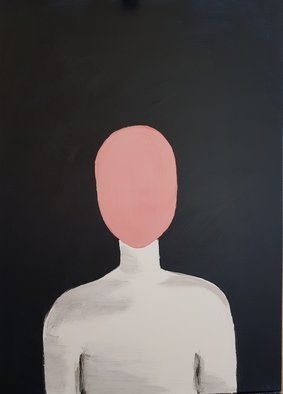 Natalya Sintsova; Pink, 2019, Original Painting Acrylic, 50 x 70 cm. Artwork description: 241 personpinkportraitblackbodyunrealverticalcanvasfacefigurativeheadman...