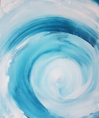 Natalya Sintsova; Whirlpool, 2019, Original Painting Acrylic, 50 x 60 cm. Artwork description: 241 50x60cmpaintingbluespiralverticalwaterwavewhirlpoolwhitecanvasfantasyabstractionfunnel...