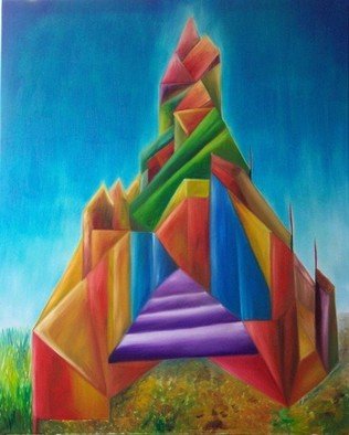 Juergen W.d. Stieler; Babel, 2007, Original Painting Oil, 80 x 100 cm. Artwork description: 241  to show the fickle colored appearance of megalomania can have;oil over acrylics on canvas ...