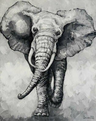 Nikola Golubovski; Elephant, 2022, Original Painting Acrylic, 80 x 100 inches. Artwork description: 241 elephant...