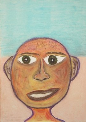 Jens Ehmann; Maennergesicht Stoppelschnitt, 2014, Original Drawing Pastel, 29.7 x 42 cm. Artwork description: 241 The artwork was made with pastels on sketchbook- paper and afterwards it was fixated with Fixativ.This work has the titleMA$?nnergesicht mit Stoppelschnitt...