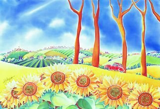 Hisayo Ohta; Route Of Sun Flowers, 2009, Original Painting Other, 61 x 41.5 cm. Artwork description: 241  Painting on silk.                                         ...