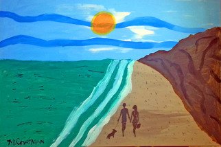 Michael Chatman; Beach Stroll, 2013, Original Painting Acrylic, 36.1 x 24 inches. Artwork description: 241         An acrylic painting of a couple on a beach stroll. ...