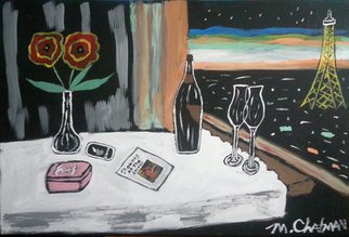 Michael Chatman; Paris Sunset, 2013, Original Painting Acrylic, 20 x 30 inches. Artwork description: 241           An acrylic painting of a sunset in Paris from a room window, ...