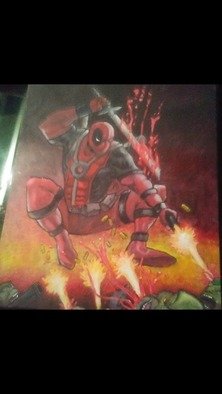 Ashley Everett; Deadpool Painting On Canvas, 2019, Original Painting Acrylic, 11 x 13 inches. Artwork description: 241  Note for buyer I offer drawings and paintings with or without canvas.  If you are wanting this I will be drawing painting you a new one. . .  So you re able to make adjustments to your liking. . .  You can even have this done using acrylic paint on canvas. . .  ...