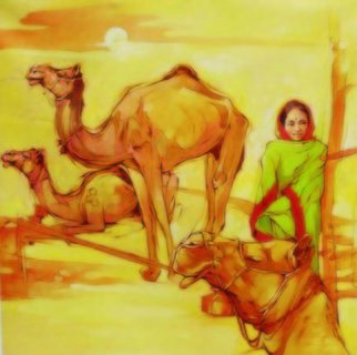 Ashok Khant; 51   Waiting, 2004, Original Painting Oil, 76 x 76 cm. Artwork description: 241  r ...