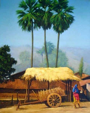 Ashok Khant; Natural Beauty, 2006, Original Painting Oil, 30 x 24 inches. Artwork description: 241  rural life ...
