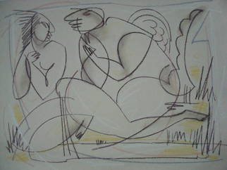 Ashok Kumar; Man Using Power, 2009, Original Pastel, 71 x 56 cm. Artwork description: 241      Human being with their environment     ...
