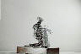 Augie Nkele; Basket Maker, 1995, Original Sculpture Aluminum, 10 x 10 inches. 