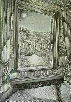 Austen Pinkerton, 'Moonlight Through Open Window', 2003, original Drawing Other, 350 x 500  x 12 cm. 