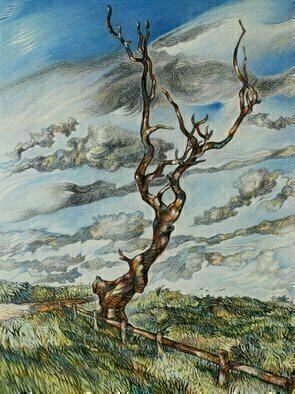 Austen Pinkerton, 'Dead Tree', 2018, original Drawing Crayon, 28 x 38  x 2 cm. 
