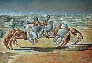 Austen Pinkerton; Ghost Crab, 2021, Original Pastel, 40 x 27 cm. Artwork description: 241 Where we go on holiday. . . Dalyan in Turkey, the beaches have these tiny crabs that live in holes in the sand and chase the surf.Astrologically my birthday is on July 17th, which makes me a aEUR~double canceraEURtm. . . cancer ascendant, and cancer sun sign. The symbol for ...