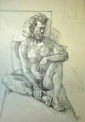 Austen Pinkerton; Indigo 04 02 2022, 2022, Original Drawing Other, 34 x 49 cm. Artwork description: 241 Artists model Indigo Latto, drawn from life at Narberth Art Group Life Drawing sessions on 4th February 2022 ...