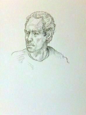 Austen Pinkerton; Indigo Portrait Drawing, 2021, Original Drawing Pencil, 24 x 48 cm. Artwork description: 241 indigo portrait drawing...