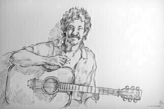 Austen Pinkerton, 'Jim Croce', 2017, original Drawing Graphite, 21 x 29  x 3 cm. Artwork description: 3483 Rock  Pop  People  Portraits Guitar...