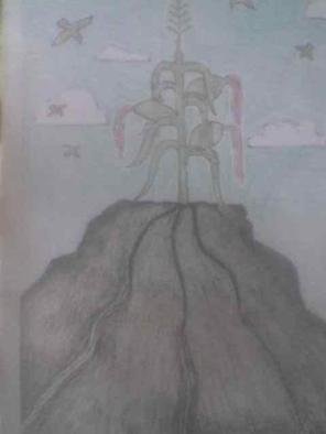 Austin Dan; Mountsinai, 2013, Original Drawing Pencil, 20.4 x 29 cm. Artwork description: 241  Mount Sinai is the highest mountain and the International Court Of Justice in Biblical time.     ...