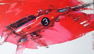 Ilya Avakov; Future Racer, 2020, Original Painting Oil, 90 x 50 cm. Artwork description: 241 Painting named aEURoeFuture RaceraEUR or Future  Santa Klaus  Acrylic on canvas 2020...