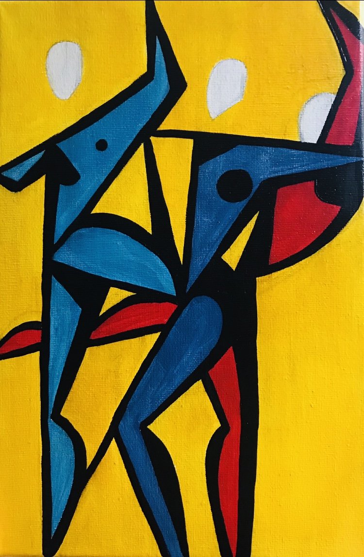 Ashton Vickers; The Meeting Of The Muses, 2020, Original Painting Acrylic, 20 x 30 cm. Artwork description: 241 The muses meet in dance and display their god like hold over art and motion.  ...