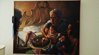 John Threadgill; Pawpaw Birthday, 1997, Original Painting Acrylic, 32 x 28 inches. Artwork description: 241 Painting of father with grandkids ...