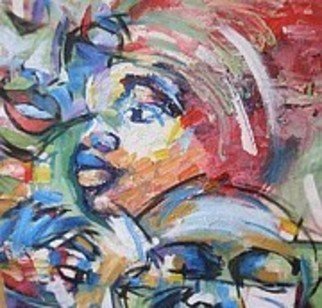 Ben Adedipe; Faces, 2013, Original Painting Acrylic, 48 x 48 inches. Artwork description: 241     African people, people, rain, umbrella rejoice, joy           ...