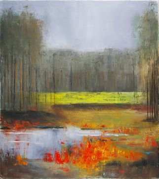 Nataliia Bahatska; Just The Summer Passed, 2018, Original Painting Oil, 90 x 100 cm. Artwork description: 241  Forest lake, August, the last days of summer . . .Silence, nature will soon meet autumn.High- quality multi- layer painting on a quality canvas gallery stretch from Italian fine- grained cotton.The first layer is made with a textured paste, the following layers are an oil paint on ...