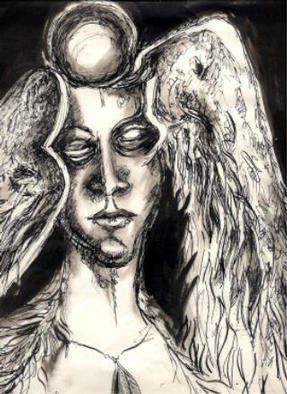 Susan Baquie; Ballsup, 1999, Original Drawing Pen, 24 x 32 cm. Artwork description: 241 This is a rendition of sadness and psychological trauma....