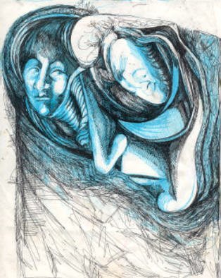 Susan Baquie; Biropic, 2000, Original Other, 32 x 40.1 cm. Artwork description: 241  This is actually drawn in biro ...