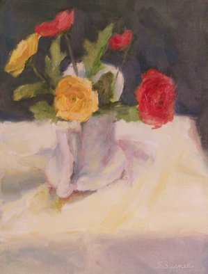 Susan Barnes; Ranunculas White Pitcher, 2014, Original Painting Oil, 11 x 14 inches. Artwork description: 241  Flowers, ranunculas, still life ...