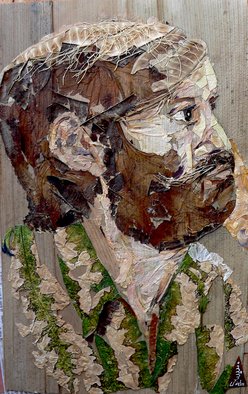 Basant Soni; Philosphers Vision, 2010, Original Collage, 22 x 35 cm. Artwork description: 241      Collage depicting the Portraits made from 100 % Organic materials on Canvas of Bark of Palm tree.     ...