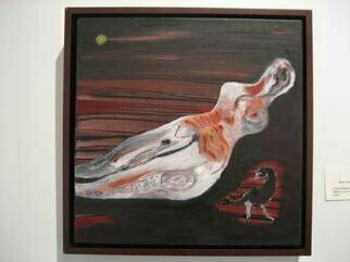 Becky Soria, Venus eclipsed, 2010, Original Painting Oil, size_width{Stone_woman_with_bird-1295639726.jpg} X 12 inches