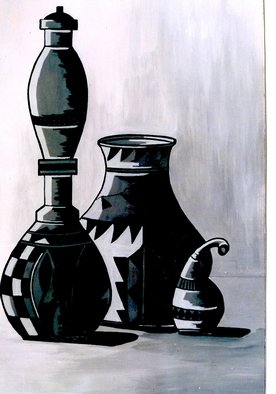 Benjamin Oppong -Danquah; AFRICAN POTS, 2005, Original Painting Acrylic, 65 x 48 cm. Artwork description: 241  Painting on canvas African pots, used by people in Ghana and Africa as a whole to store water and drinks by the chiefs and elders. This can also be done in a collage form and in different sizes. ...