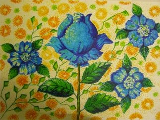 Benjamin Oppong -Danquah; SUMMER FLOWERS, 2006, Original Painting Acrylic, 90 x 60 cm. Artwork description: 241  This is painting acrylics an inspiration from summer flowers which i saw. This is one of the designs that can be used for textile prints.  ...