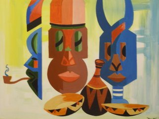 Benjamin Oppong -Danquah;    FACE  OF  AFRICA, 2006, Original Painting Acrylic, 65 x 40 cm. Artwork description: 241   This is painting depicting an inspiration from African masks where i put the idea into painting. These can be produced in different sizes   ...