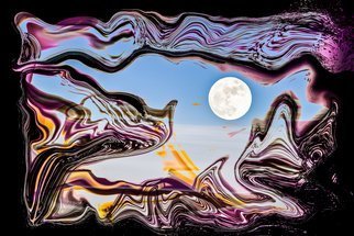 Bruno Paolo Benedetti, 'Darkness Dissolution', 2013, original Photography Digital, 15 x 10  cm. Artwork description: 1758 darkness dissolution, moon and clouds behind dissolving violet network in a surrealist landscape, surrealism photography. Fantasy subject wit meaning of evil defeat. Limited edition print 1 of 1 on Kodak Endura metallic paper. Keywords black, shades, sky, tones, violet, clouds, dissolution, dream, fantasy, landscape, moon, network...