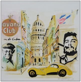 Benno Fognini; Havanna, 2014, Original Painting Acrylic, 80 x 80 cm. Artwork description: 241   mixed- media  ...
