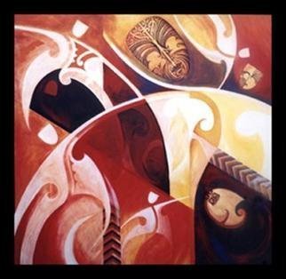Phil Mokaraka Berry; Separation, 2005, Original Painting Acrylic, 120 x 120 cm. Artwork description: 241 A Contemporary Maori art painting of Rangi and Papatuanuku being separated. ...