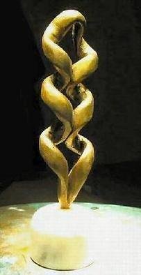 Gabor Bertalan; Double Spiral, 2004, Original Sculpture Bronze, 8 x 20 cm. Artwork description: 241 Human form builded by the DNA- spiral...