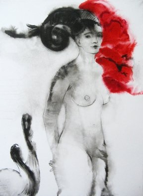 Julia Bezshtanko; Mistress, 2020, Original Drawing Ink, 80 x 60 cm. Artwork description: 241 paper, ink, aquarell...
