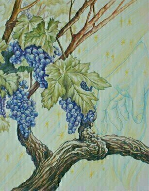 Jim Collins; Jesus The Vine, 2017, Original Mixed Media, 24 x 18 inches. Artwork description: 241 Jesus is the the vine and we are the the branches while the Heavenly Father is the gardener from John 15, believers in Christ can only bear the fruit of the spirit through Him...