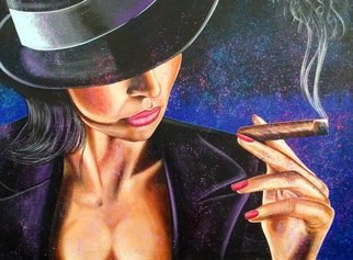 Bill Lopa, 'Cigar Lady', 2015, original Printmaking Giclee, 40 x 30  x 1 inches. Artwork description: 2703  Cigar Lady holding a cigar...