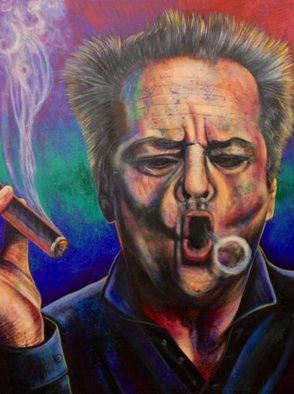Bill Lopa, 'Jack Cigar', 2015, original Printmaking Giclee, 30 x 40  x 1 inches. Artwork description: 2703  Jack Nickelson smoking a cigar ...