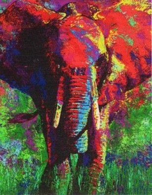Bill Lopa, 'Elephant', 2017, original Painting Acrylic, 30 x 40  x 1 inches. Artwork description: 1911 Colorful Elephant...