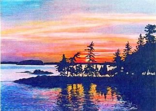 Bill Pullen; Muskoka Sunset, 2001, Original Watercolor, 11 x 8 inches. Artwork description: 241  The serene beauty of the Muskoka vacation district in northern Ontario is captured in this painting. An original watercolor on board. ...
