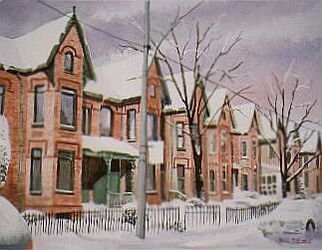 Bill Pullen, 'Winter In Toronto', 2006, original Watercolor, 14 x 10  x 2 inches. Artwork description: 1758  New York city is know for its brownstone walk- ups and Montreal is known for its wrought iron exterior stairs. Toronto is known for its victorian row houses and this painting is a good example of that. The location is in the Harbord/ Spadina area of Toronto. ...