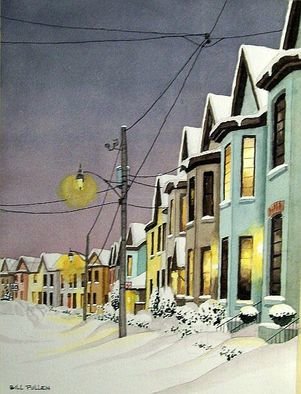 Bill Pullen; Bright Street, 2016, Original Watercolor, 9 x 12 inches. Artwork description: 241 Bright street is one of Toronto s oldest streets, quietly tucked away in the historic Corktown district of Old Toronto. Many of the original late 19th century British- style row houses still exist.The view of Bright street looking south from Queen street has always intrigued me ...